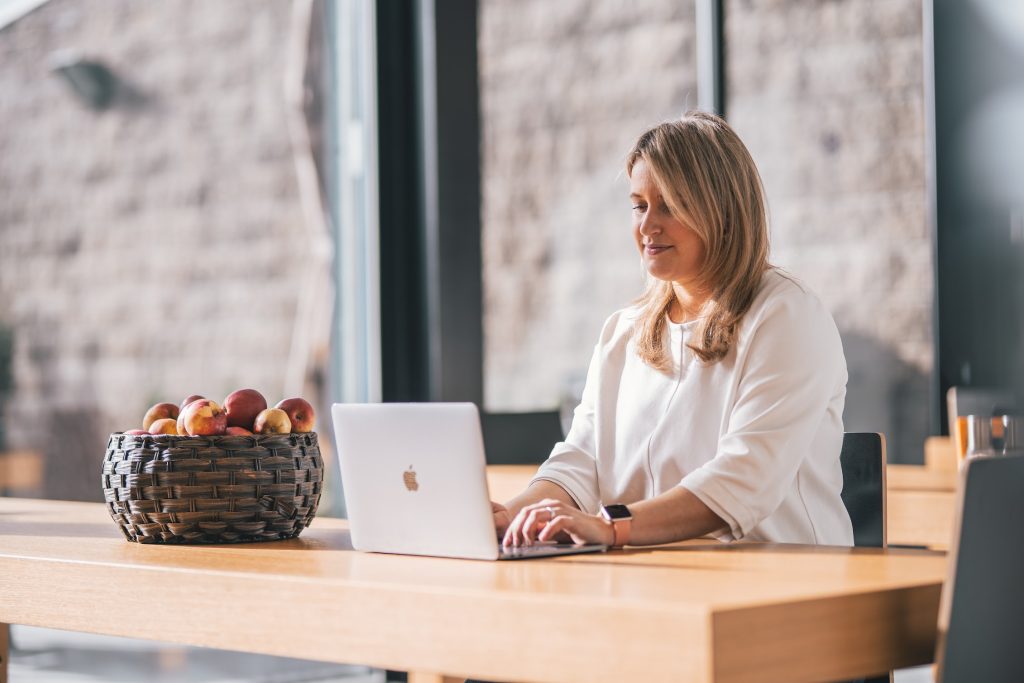 A woman working with a computer