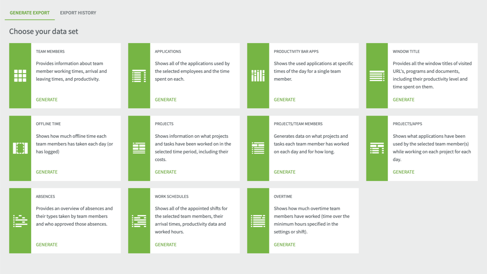 Export your overview reports into XLS format