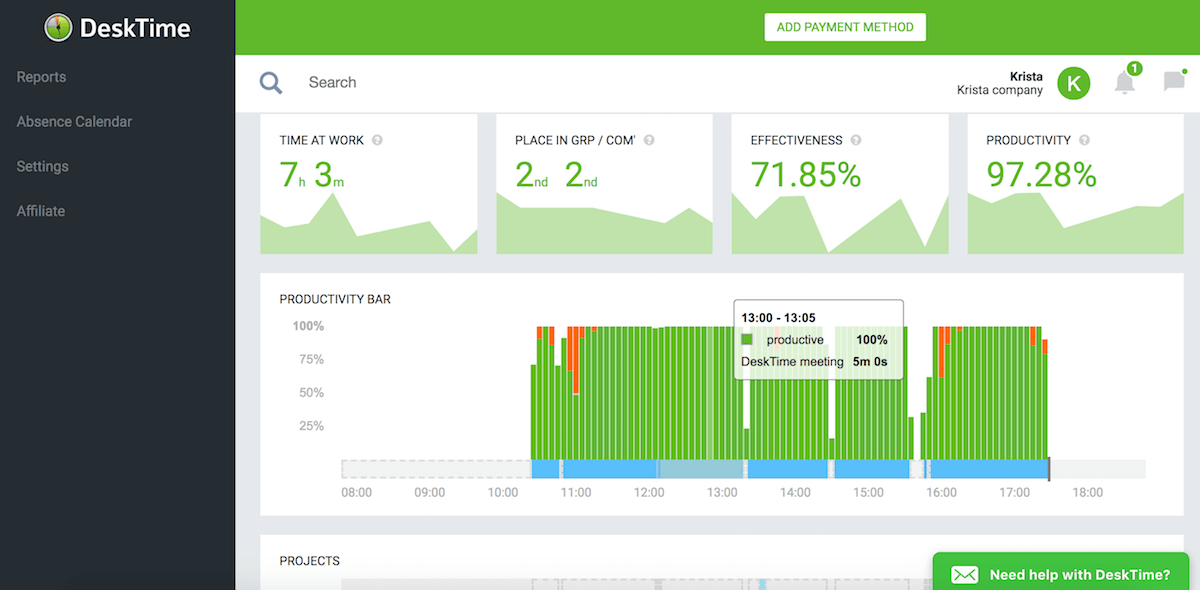 time tracking calendar app integration