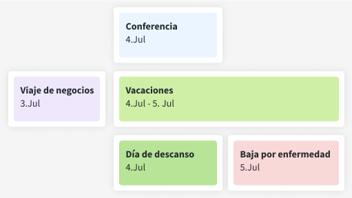 Captura de pantalla del calendario de ausencias de DeskTime.